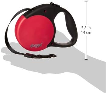 doggo Everyday Retractable Dog Leash, 16' Long Belt, Medium for Dogs Up to 65 lbs, Red with Black Soft Grip Handle