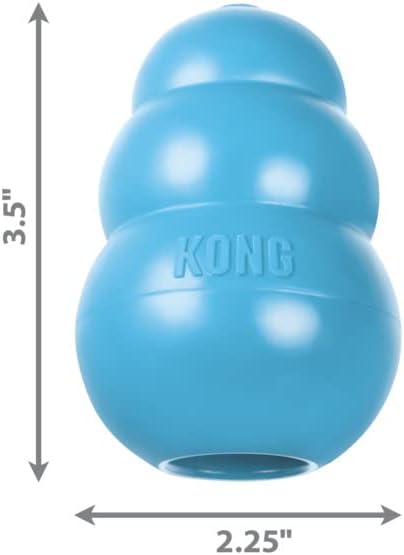 KONG Puppy - Natural Teething Rubber Chew Toy for Dogs - Stuffable Dog Toy for Extended Playtime - Chew & Fetch Toy for Puppies - for Medium Puppies - Blue