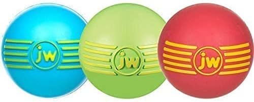 JW Pet Company iSqueak Ball Rubber Dog Toy, Medium, Colors Vary (3 Pack)