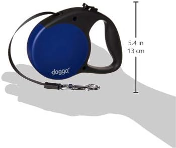 doggo Everyday Retractable Dog Leash, 13' Long Belt, Small for Dogs Up to 45 lbs, Blue with Black Soft Grip Handle