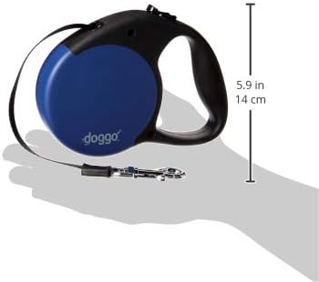 doggo Everyday Retractable Dog Leash, 16' Long Belt, Medium for Dogs Up to 65 lbs, Blue with Black Soft Grip Handle
