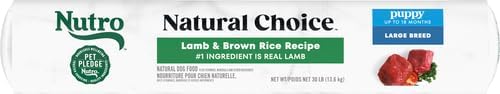 NUTRO NATURAL CHOICE Large Breed Puppy Dry Dog Food, Lamb & Brown Rice Recipe Dog Kibble, 30 lb. Bag
