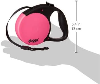 doggo Everyday Retractable Dog Leash, 13' Long Belt, Small for Dogs Up to 45 lbs, Pink with Black Soft Grip Handle