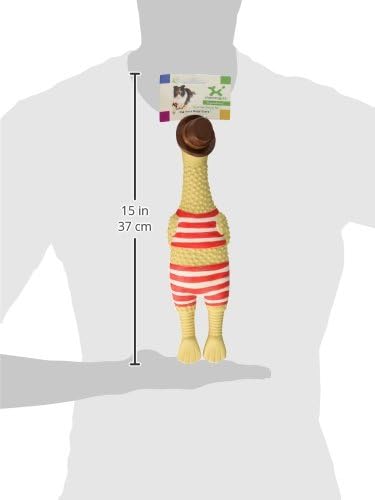 Charming Pet Squawkers Grandpa Gimpy Latex Rubber Chicken Interactive Dog Toy, Large