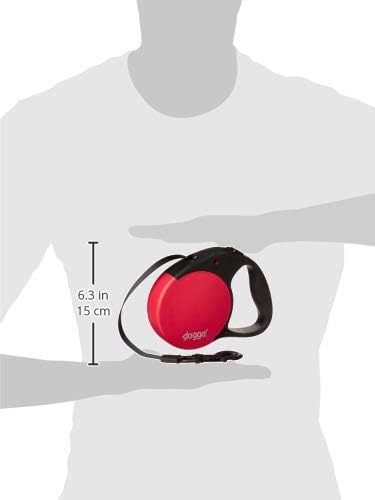 doggo Everyday Retractable Dog Leash, 16' Long Belt, Large for Dogs Up to 110 lbs, Red with Black Soft Grip Handle