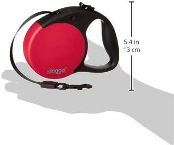 doggo Everyday Retractable Dog Leash, 13' Long Belt, Small for Dogs Up to 45 lbs, Red with Black Soft Grip Handle