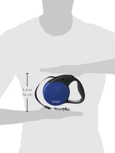 doggo Everyday Retractable Dog Leash, 16' Long Belt, Large for Dogs Up to 110 lbs, Blue with Black Soft Grip Handle