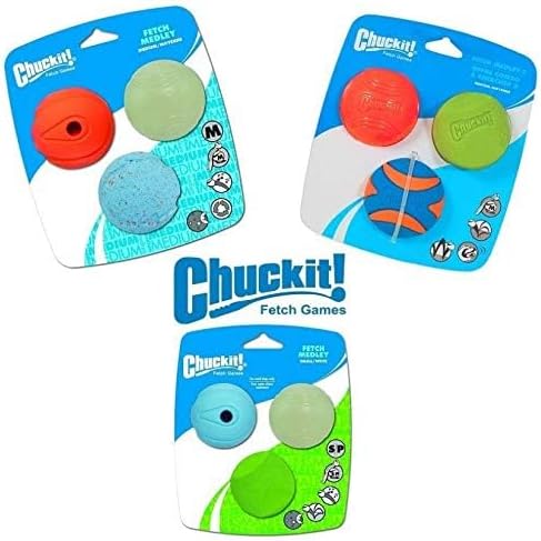 Chuckit Fetch Medley Dog Ball Dog Toys, Small (2 Inch) Pack of 3, for Small Breeds