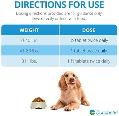 PRN Pharmacal Duralactin Canine Chewable Tablets - Joint Health Supplement for Dogs & Puppies Supports Mobility & Wellness - Tablets Containing Dried Milk Protein - Vanilla Flavor - 60 Canine Chews