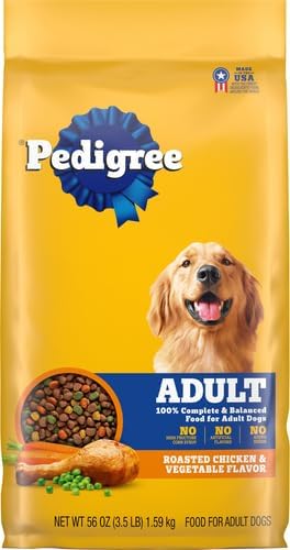 Pedigree Complete Nutrition Adult Dry Dog Food Roasted Chicken, Rice & Vegetable Flavor Dog Kibble, 3.5 lb. Bag (Pack of 4)