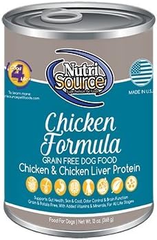 Tuffys Nutrisource Grain-Free Canned Chicken Dog Food, Chicken And Chicken Liver Protein 13 Ounce, Pack Of 12