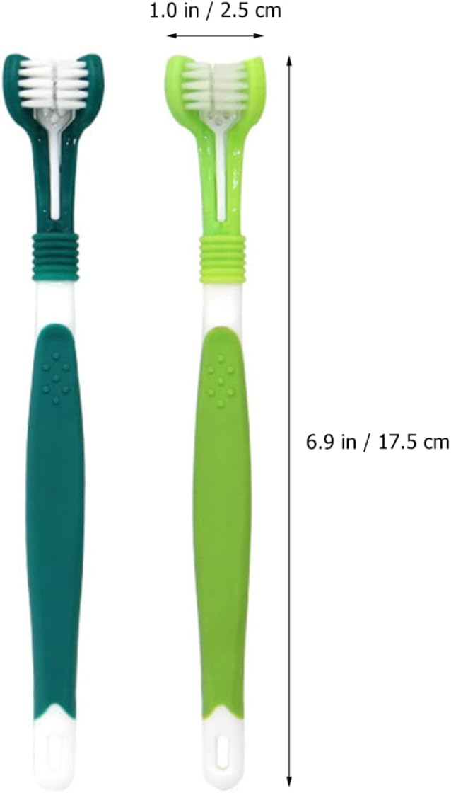 Mipcase 4pcs Head Triple Toothbrush Cleaning for Dogs Headed Care Small Kitten Handle Finger Supplies Pet Dog Hair Oral Tooth Gentle Toothbrushes Teeth Dental Cat Gum Large Green Puppy