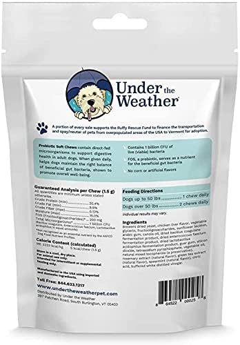 Under the Weather Pet Soft Dog Chew Supplements for Calming and Probiotics | Supports Relaxation and Normal Emotional Balance in Dogs (Probiotics, 120 Count)