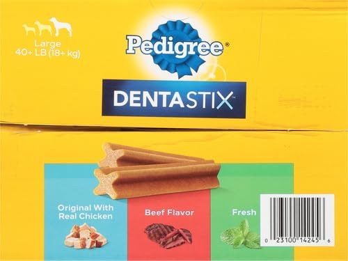 PEDIGREE DENTASTIX Large Dog Dental Care Treats Original, Beef & Fresh Variety Pack, 2.73 lb.Pack (51 Treats)