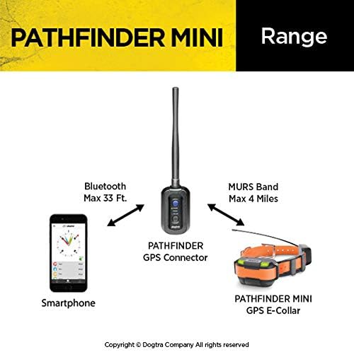 Dogtra Pathfinder Mini GPS Electronic Dog Training Collar for Small to Medium Dogs - 4-Mile range, 100 Levels Nick and Constant Stimulation, Tone, Waterproof, Expandable to 21 dogs, w/PetsTEK