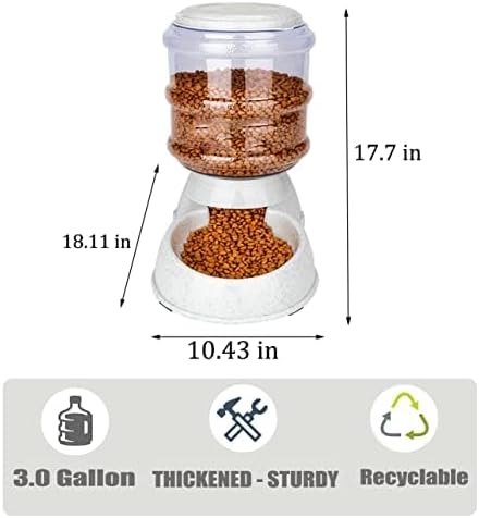 Automatic Dog Feeders for Large Dogs,3 Gallon Gravity Dog Cat Feeder Station,Automatic Dog Food Dispense,Easy to Clean,Gray (3 Gallon Dog Feeder)