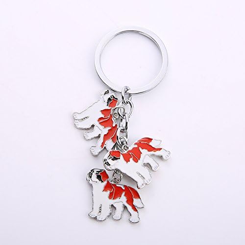 Dog Keychain, Pet Pendant Key-Ring, Cute Puppy ID Tags Metal Key Ring for Dog Lover (Saint Bernard)