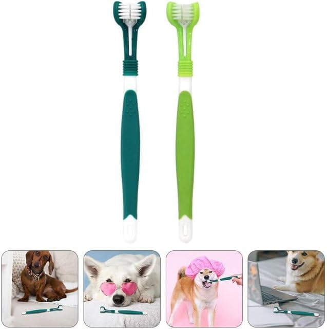 Dog Toothbrush, Triple Headed Toothbrush Dog Toothbrush for Pet Dental Care Health Supplies