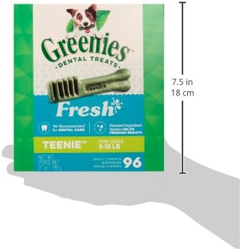 GREENIES TEENIE Natural Dog Dental Care Chews Oral Health Dog Treats Fresh Flavor, 27 oz. Pack (96 Treats)
