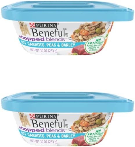 Beneful Chopped Blends Wet Dog Food 10 oz. Tub Combo Variety Bundle 4 Flavors 2 of Each Flavors, Total of 8 tub with Healthier Paws Sticker!!!