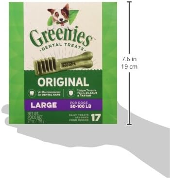 Greenies Original Large Natural Dental Care Dog Treats, 27 oz. Pack (17 Treats)