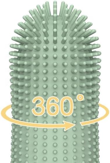 New !! ** 360 Degrees Dog and Cat Finger Toothbrush Cleaning Dog Finger Silicone Brushing PET Dental Care, 3 Pack (Green, Blue, Cream-Coloured)