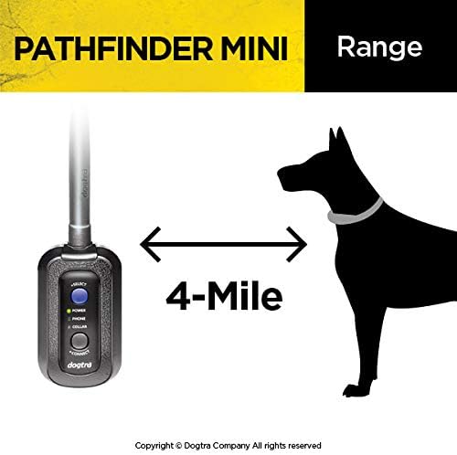Dogtra Pathfinder Mini GPS Electronic Dog Training Collar for Small to Medium Dogs - 4-Mile range, 100 Levels Nick and Constant Stimulation, Tone, Waterproof, Expandable to 21 dogs, w/PetsTEK