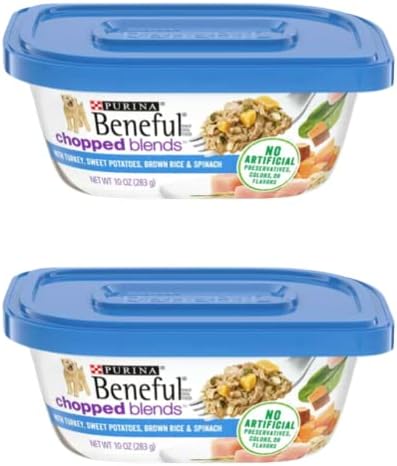 Beneful Chopped Blends Wet Dog Food 10 oz. Tub Combo Variety Bundle 4 Flavors 2 of Each Flavors, Total of 8 tub with Healthier Paws Sticker!!!