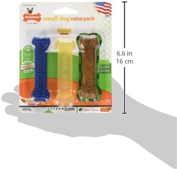 Nylabone Flexi Chew Moderate Dog Chew Toy Bones & Healthy Edibles Chew Treat Triple Pack, Chicken & Bacon, X-Small/Petite (3 Count)