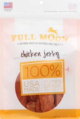 Full Moon Chicken Jerky Healthy All Natural Dog Treats Human Grade Made in USA Grain Free 12 oz