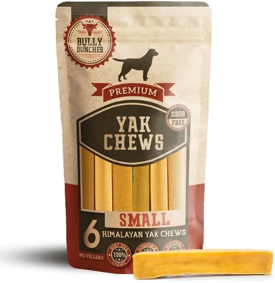 Bully Bunches Small Authentic Yak Cheese Himalayan Chews for Small Dogs & Puppies - All Natural Dog Treat Dental Chews, Made with Real Yak Milk for Teething - Lactose & Rawhide Free (6 Pk)