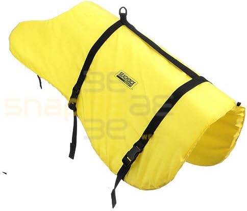 Seachoice Dog Life Vest, Adjustable Life Jacket for Dogs, w/Grab Handle, Yellow, Size XL, Over 90 Lbs.