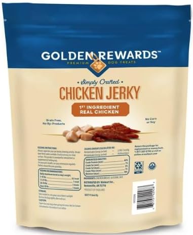 Golden Rewards Chicken Flavor Premium Dry Jerky Treats for All Dogs, 16 oz