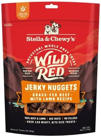 Stella & Chewy's Wild Red Jerky Nuggets Dog Treats Bundle (Beef & Lamb + Chicken & Duck)