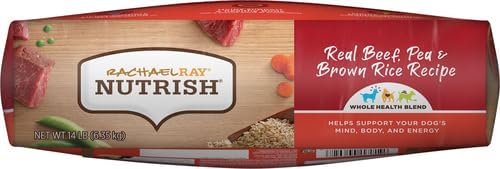 Rachael Ray Nutrish Premium Natural Dry Dog Food with Added Vitamins, Minerals & Taurine, Real Beef, Pea & Brown Rice Recipe, 14 Pounds (Packaging May Vary)