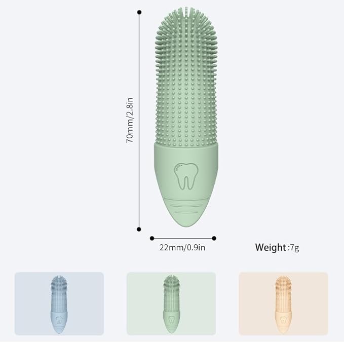 360° Dog Toothbrush Kit 8-Pack 3pcs Green 3pcs blue 2pcs beige Dog Tooth Brush Finger Cleaning Food Grade Silicone Fits Most Fingers Toothbrush for Dogs & Cats Dental Care