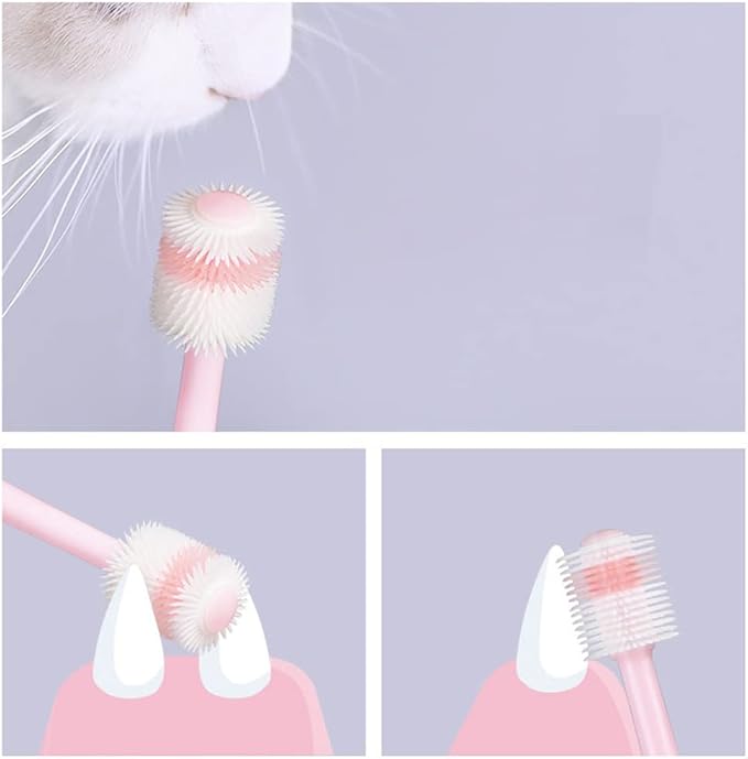 4 Pack Cat & Dog Toothbrush 360 Degree Cleaning Soft Bristled Brush Dental Care Protect Teeth Deep and Effective Pet Tooth Cleaning Tools for Cat and Dogs (Pink+Blue)