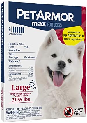 PetArmor Max Flea, Tick and Mosquito Prevention for Large Dogs (21 to 55 Pounds), Topical Dog Flea Treatment Repels and Kills, 6 Month Supply