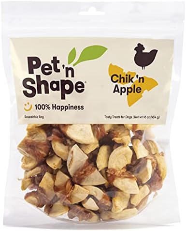 Pet ‘n Shape Chik 'n Apple Jerky - Natural Wrapped Dog Treats – 16 Oz
