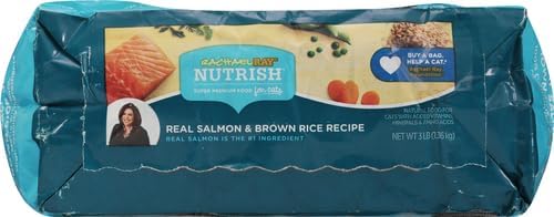 Rachael Ray Nutrish Premium Natural Dry Cat Food with Added Vitamins, Minerals & Other Nutrients, Real Salmon & Brown Rice Recipe, 3 Pound Bag