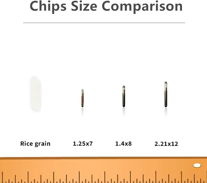 100 Packs 1.4x8mm, VENREA Universal Pet Microchip 134.2khz Registration Animal Implant Chip FDX-B Pet ID Microchip for The Management and Tracking of Dog Cat Cow Pig Rabbit Pigeon Fish