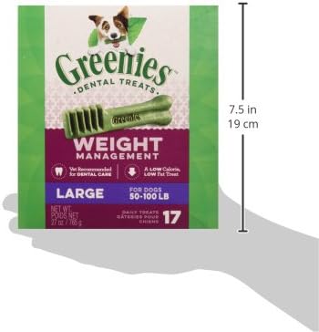 Greenies Weight Management Large Natural Dog Dental Care Chews Weight Control Dog Treats, 27 oz. Pack (17 Treats)