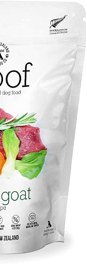 WOOF Wild Goat Freeze Dried Raw Dog Food, Mixer, or Topper, or Treat - High Protein, Natural, Limited Ingredient Recipe 9.9oz