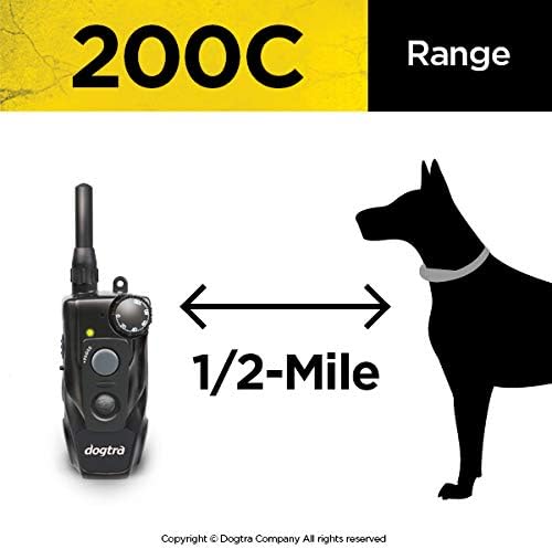 Dogtra 200C Remote Training E-Collar - 1/2 Mile Range - Static, Vibration, Low-Medium Output, Adjustable Levels, Waterproof, Electric Dog Collar for Basic Obedience Training of Small, Medium Dogs