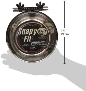 MidWest Homes for Pets Snap'y Fit Food Bowl | Pet Bowl, 20 oz. (2.5 cups) | Dog Bowl Easily Affixes to a Metal Dog Crate, Cat Cage or Bird Cage | Pet Bowl Measures 6L x 6W x 2H Inches,Silver