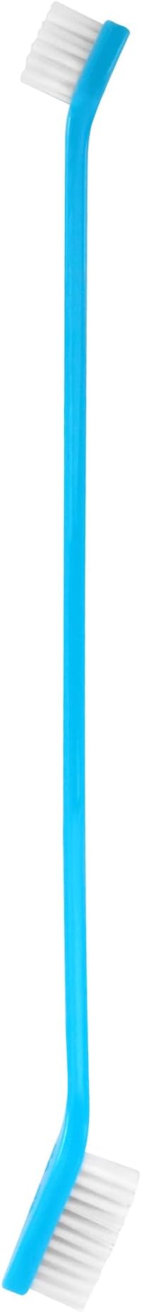 QWORK Double-Headed Pet Toothbrushes for Dogs and Cats, 8.66" Length, Soft Nylon Bristles, Blue, Dental Care Cleaning Kit for Pets, 200 Pcs