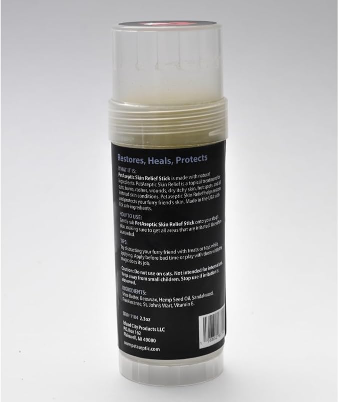 Skin Relief Stick Topical Skin Treatment for Dogs | Helps with Cuts, Burns, Rashes, Wounds, Dry Itchy Skin, Hot Spots, & Irritated Skin | Helps Restore, Heal, & Protect Skin | 2.3oz Stick