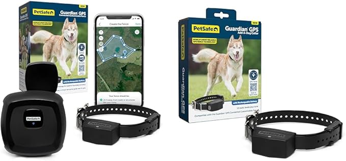 PetSafe Guardian GPS Connected Customizable Fence for 2 Dogs - World's Most Reliable GPS Fence Technology, Subscription-Free GPS Dog Fence, Create Your Own Boundary - Includes 2 Collars