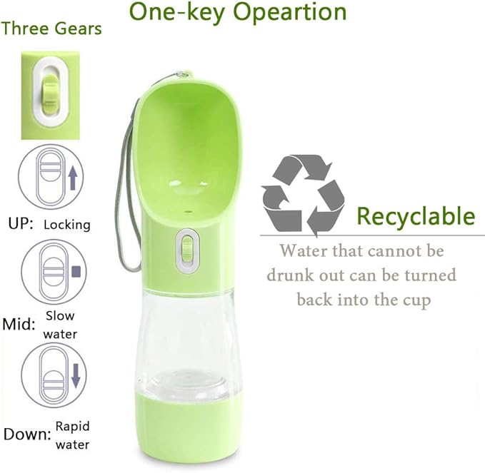 Dog Water Bottle for Walking, Multifunctional and Portable Dog Travel Water Dispenser with Food Container,Detachable Design Combo Cup for Drinking and Eating,Suitable for Cats and Puppy