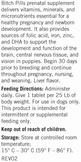 Bitch Pills | Dog Prenatal Vitamins | Prenatal Vitamins for Dogs | Prenatal for Dogs | Thomas Pet Earlier | 120 Tablets